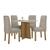 Mesa de Jantar Celebrare 90x90 com 4 Cadeiras Exclusive Amêndoa/Off White/Veludo Creme - Móveis Lopas Veludo Creme