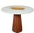 Mesa de Jantar Cone 80 cm Base Madeira Pau Ferro Rajado Tampo Laca + Vidro Branco