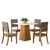 Mesa de Jantar Dora Tampo de MDF com 4 Cadeiras Milla - Móveis Henn Nature/Off White/Veludo Marrom Amêndoa