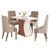 Mesa de Jantar Luíza Tampo de MDF com 4 Cadeiras Ivy - Móveis Henn Off White/Nature/Corano Bege/Suede Cacao