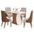 Mesa de Jantar Luíza Tampo de MDF com 4 Cadeiras Ivy - Móveis Henn Off White/Nature/Corano Caramelo/Suede Creme