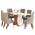 Mesa de Jantar Luíza Tampo de MDF com 6 Cadeiras Ivy - Móveis Henn Off White/Nature/Corano Bege/Suede Cacao