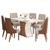 Mesa de Jantar Luíza Tampo de MDF com 6 Cadeiras Ivy - Móveis Henn Off White/Nature/Corano Caramelo/Suede Creme