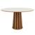 Mesa de Jantar Redonda 1,35m 6 Lugares Dalla Costa 100% MDF Off White com Freijó