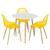 Mesa de jantar redonda 80 cm branco + 3 cadeiras Clarice Cloe Amarelo