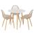 Mesa de jantar redonda 80 cm branco + 3 cadeiras Clarice Cloe Nude