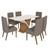 Mesa de Jantar Solus Tampo de MDF com 6 Cadeiras Eloá - Móveis Henn Nature/Off White/Veludo Marrom Amêndoa