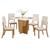 Mesa de Jantar Vértice Tampo de MDF com 4 Cadeiras Milla - Móveis Henn Nature/Off White/Suede Linho