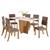 Mesa de Jantar Vértice Tampo de MDF com 6 Cadeiras Milla - Móveis Henn Nature/Off White/Veludo Marrom Amêndoa