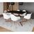 Mesa Industrial Jantar Preta 137x90cm Base Cobre V com 6 Poltronas Eames Eiffel Brancas Base Cobre MARROM