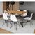 Mesa Industrial Jantar Retangular 137x90cm Canela Base V com 6 Cadeiras Eames Eiffel Brancas Ferro P MARROM