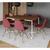 Mesa Jantar Industrial Amêndoa Base V Aço Branco 137x90cm 6 Cadeiras Madeira Estofadas Vermelhas MARROM