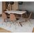 Mesa Jantar Industrial Branca Base V Cobre 137x90cm com 6 Cadeiras Madeira Estofadas Caramelo BRANCO