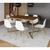 Mesa Jantar Industrial Retangular 137x90cm Amêndoa Base V com 6 Cadeiras Eames Eiffel Brancas Base D MARROM