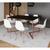 Mesa Jantar Industrial Retangular 137x90cm Preta Base V com 6 Cadeiras Eames Eiffel Brancas Base Cob PRETO