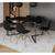 Mesa Jantar Industrial Retangular Preta 137x90cm Base V Ferro Preto com 6 Cadeiras Preta Eames Madei PRETO