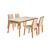 Mesa Jantar Jade 160x90cm Off White com 4 Cadeiras Estofadas Linho Bege Base Madeira Maciça Mel BEGE