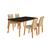Mesa Jantar Jade 160x90cm Preto com 4 Cadeiras Estofadas Veludo Bege Base Madeira Maciça Mel PRETO