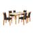 Mesa Jantar Luxo Jade 160x90cm Off White com 6 Cadeiras Estofadas Veludo Preto Base Madeira Maciça M BEGE