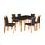 Mesa Jantar Luxo Jade 160x90cm Preto com 6 Cadeiras Estofadas Veludo Preto Base Madeira Maciça Mel PRETO