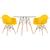 Mesa redonda Eames com tampo de vidro 100 cm + 2 cadeiras Eiffel DAW Amarelo