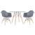 Mesa redonda Eames com tampo de vidro 100 cm + 2 cadeiras Eiffel DAW Cinza-escuro