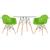Mesa redonda Eames com tampo de vidro 100 cm + 2 cadeiras Eiffel DAW Verde, Claro