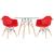 Mesa redonda Eames com tampo de vidro 100 cm + 2 cadeiras Eiffel DAW Vermelho
