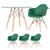 Mesa redonda Eames com tampo de vidro 100 cm + 3 cadeiras Eiffel DAW Verde, Escuro