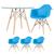 Mesa redonda Eames com tampo de vidro 100 cm + 3 cadeiras Eiffel DAW Azul-céu