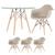 Mesa redonda Eames com tampo de vidro 100 cm + 3 cadeiras Eiffel DAW Nude