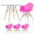 Mesa redonda Eames com tampo de vidro 100 cm + 3 cadeiras Eiffel DAW Rosa-pink