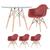 Mesa redonda Eames com tampo de vidro 100 cm + 3 cadeiras Eiffel DAW Terracota