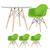Mesa redonda Eames com tampo de vidro 100 cm + 3 cadeiras Eiffel DAW Verde, Claro