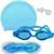  Metade Full Barato Natal Kit Natação Touca Óculos Protetor de Ouvido Infantil Azul claro