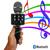 Microfone Karaokê Wireless Efeitos Eco, Gravação, Mudança de Voz e Bluetooth 3W MT1036 Preto
