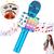 Microfone Musical Karaokê Infantil Brinquedo Sem Fio com Bluetooth e Alto Falante Efeito Voz Modo Gravação Para Festa Azul
