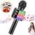Microfone Musical Karaokê Infantil Brinquedo Sem Fio com Bluetooth e Alto Falante Efeito Voz Modo Gravação Para Festa Preto
