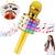 Microfone Musical Karaokê Infantil Brinquedo Sem Fio com Bluetooth e Alto Falante Efeito Voz Modo Gravação Para Festa Dourado