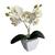 Mini Arranjo De Orquídea Siliconada Toque Real No Vasinho Quadrado - Flor Artificial Colorida Branco