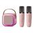 Mini Caixinha De Som Karaokê Com 2 Microfones Bluetooth Infantil Família Efeito Mudança Voz Led RGB Caixinha karaokê rosa