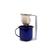 Mini coador de café, com suporte, xicara e coador. azul escuro