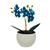 Mini Orquidea com Vaso Acrilico 20cm Planta Artificial Flor Azul