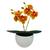 Mini Orquidea com Vaso Acrilico 20cm Planta Artificial Flor Laranja