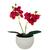 Mini Orquidea com Vaso Acrilico 20cm Planta Artificial Flor Rosa Com Preto