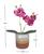 Mini Orquidea com Vaso Cimento 20cm Planta Artificial Flor Lilas