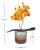 Mini Orquidea com Vaso Cimento 20cm Planta Artificial Flor Laranja