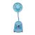 Mini Ventilador 2 Velocidades Recarregável Com Base Para Colar Lápis Caneta Coleção Azul