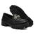 Mocassim Feminino Tratorado Salto Baixo Confortável Casual Preto