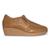 Mocassim Usaflex Feminino Salto Anabela Couro Com Ziper 6262PL Caramelo